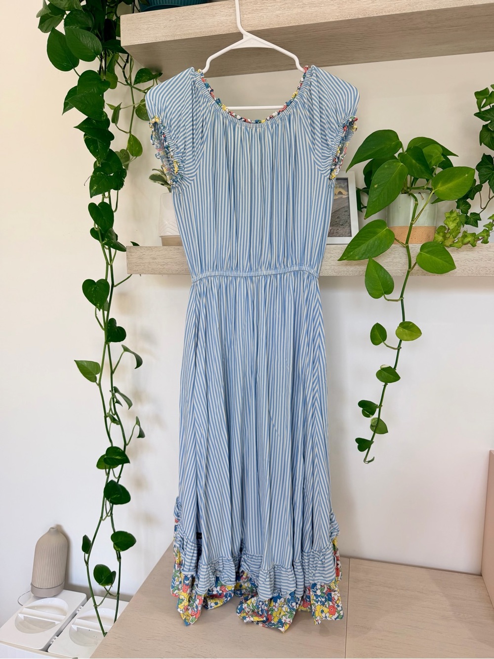 Matilda Jane Blue Striped High-Low Dress with Floral Trim - Picture 3 of 3